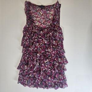 Express Sleeveless Blouse Womens Small Pink Floral Scoop Neck‎ Fall Office Top